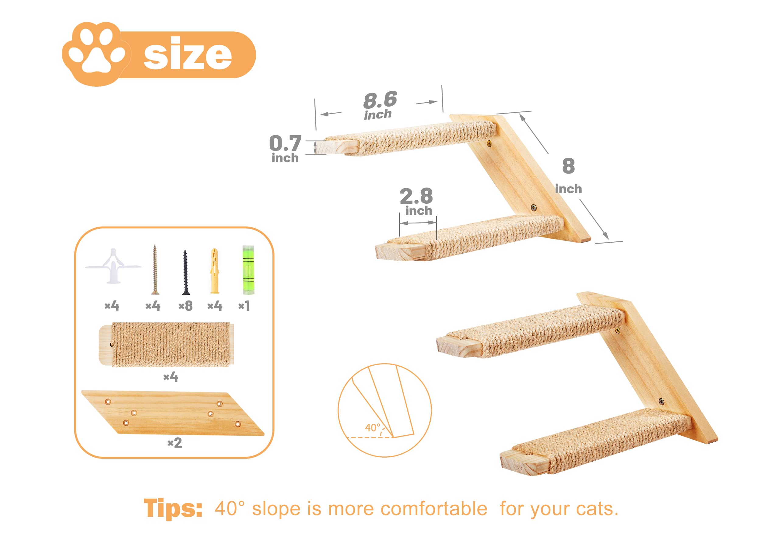 PEL UMOZ cat stair 4-step setup supports climbing, resting, and exercise