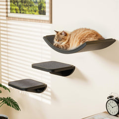 PELUMOZ cat wall bed curve gray showing secure lounging for large cats