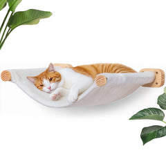 PELUMOZ cat wall hammock canvas-side shows breathable summer comfort for large cats.