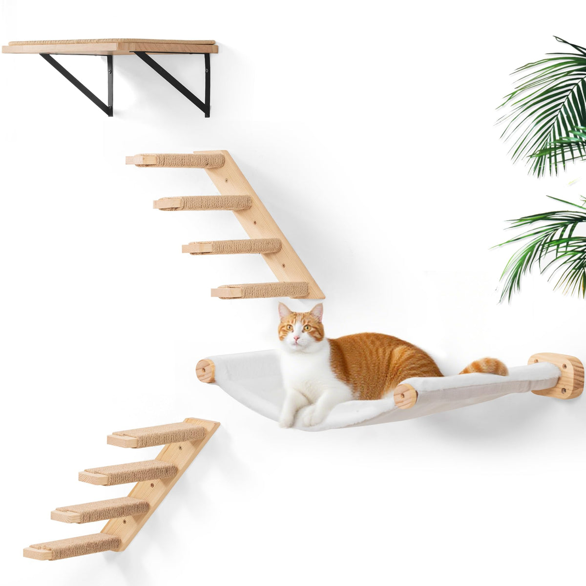 Peluomoz cat wall hammock curved canvas resting softly and saving floor space