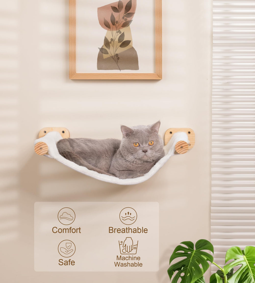 PEL UOMOZ Cat Wall Hammock mounted to wood shows sturdy installation up to 30 lbs