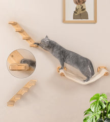 PELUMOZ cat-wall-ladders-four-steps anti-slip jute for confident climbing.