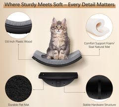 peluomoz cat wall shelf foam cushion adds plush comfort for naps.