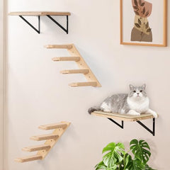PELUMOZ cat wall shelves setup, a DIY feline playground ready for mounting.