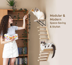 PELUMOZ cat wall shelves sisal ladders—natural climbing support.