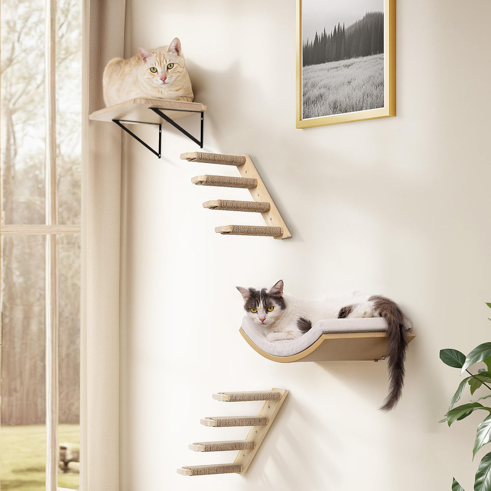 PELUMOZ cat wall shelves solid pine—durable natural wood.