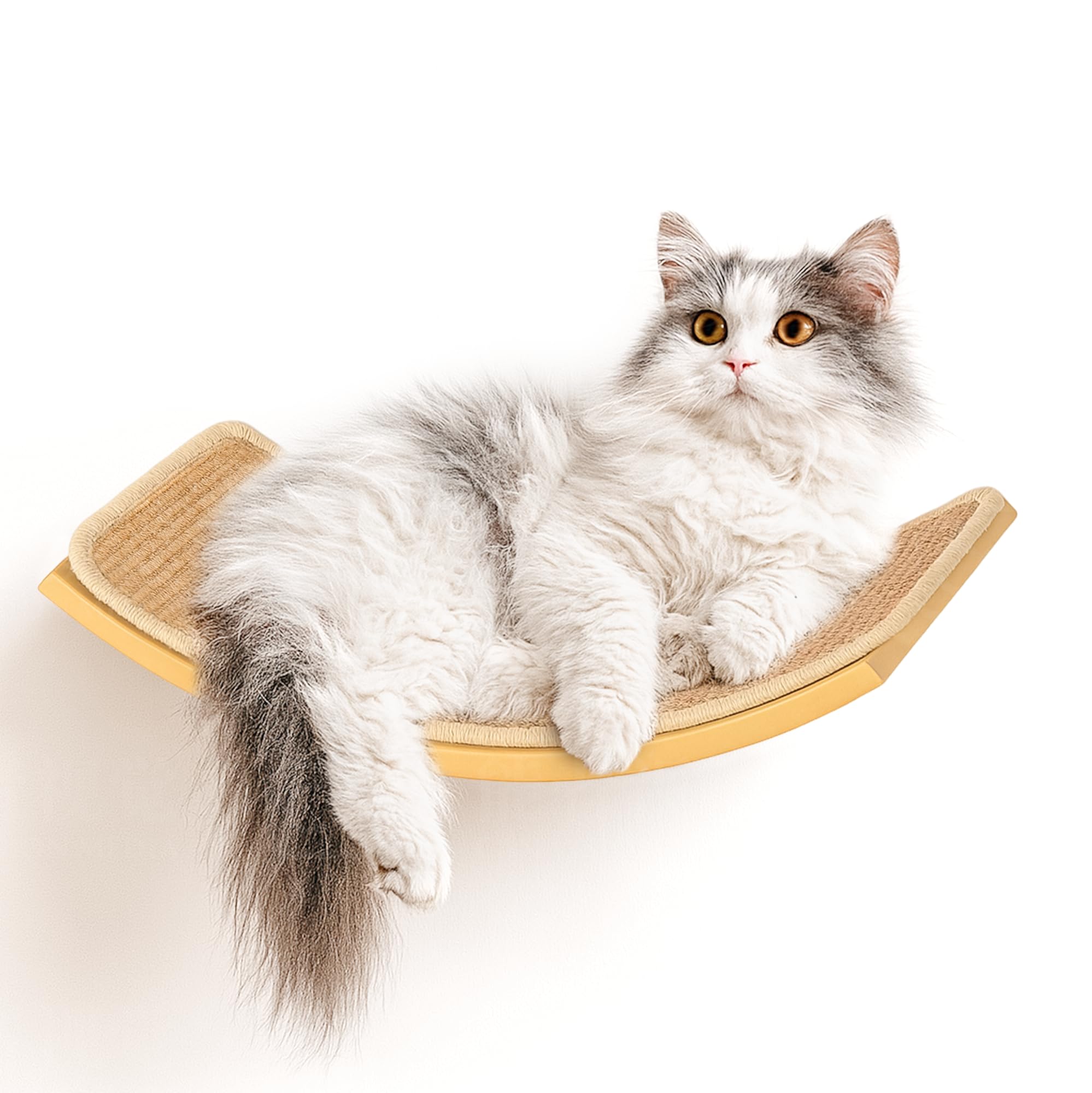 PELUMOZ curved cat wall hammock creates a cozy nap zone with thick foam cushion