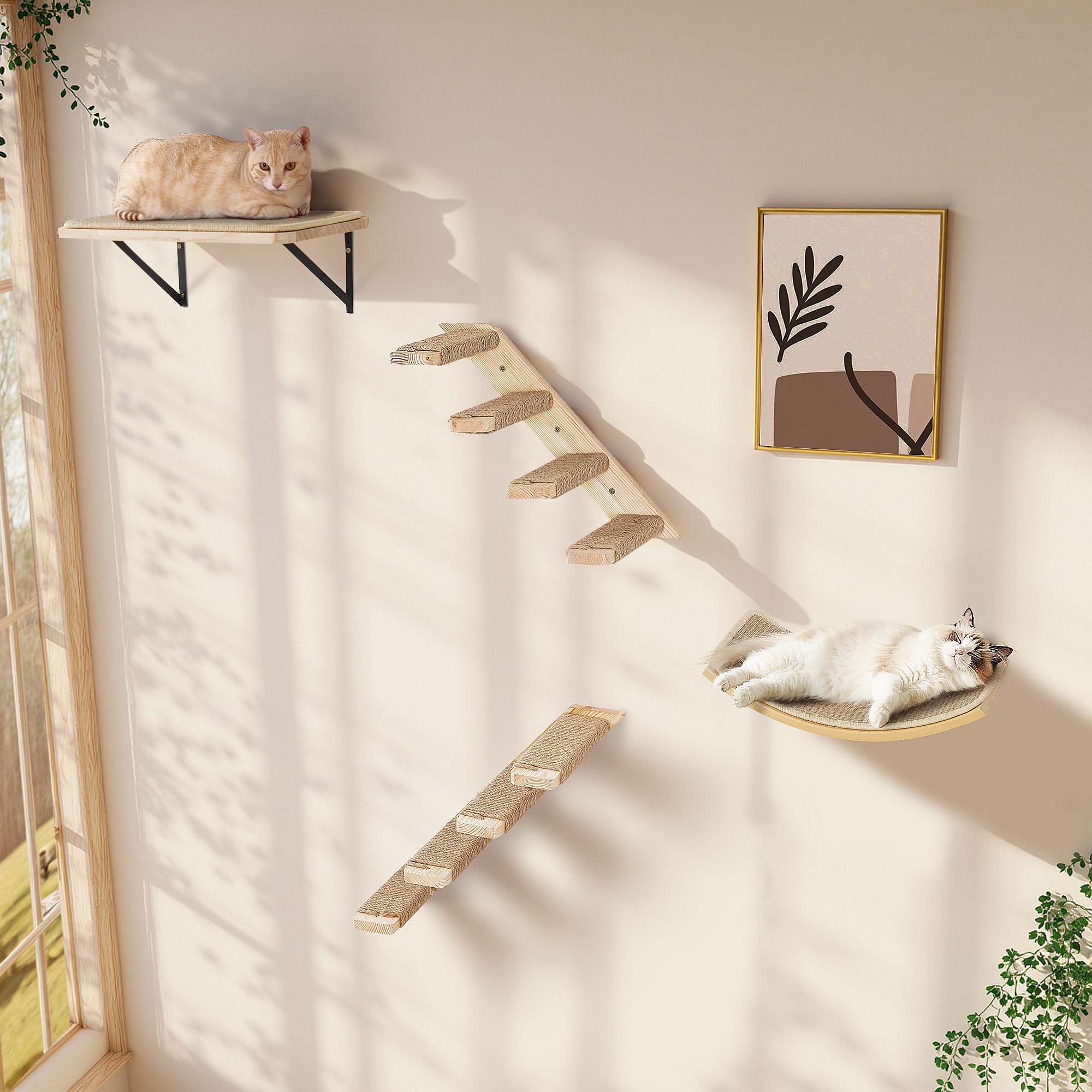 PELUMOZ curved cat wall hammock saves floor space while enriching your cat's vertical adventures