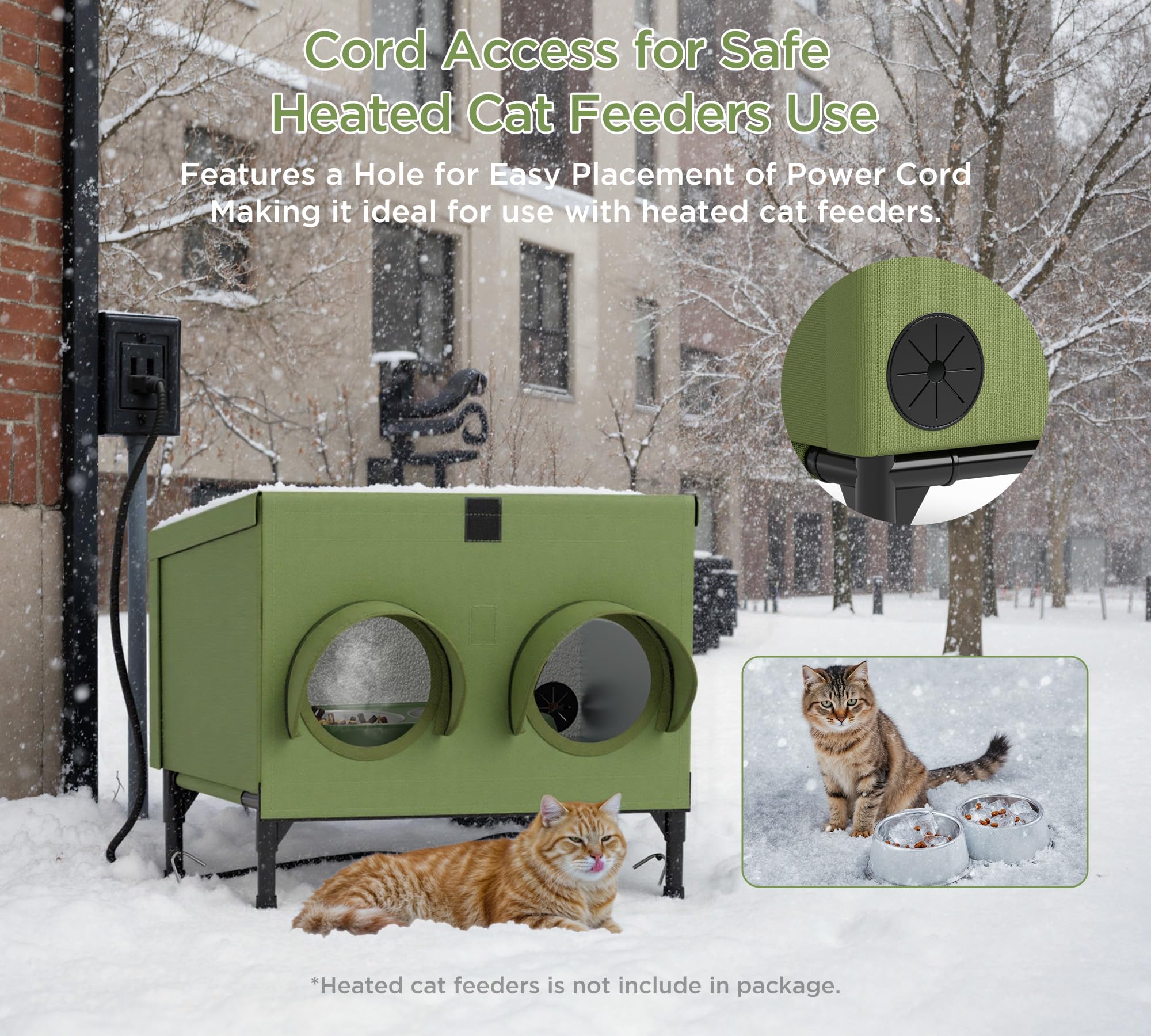 peluomoz rear-cord-access-hole enables safe heated-bowl wiring for cold months.