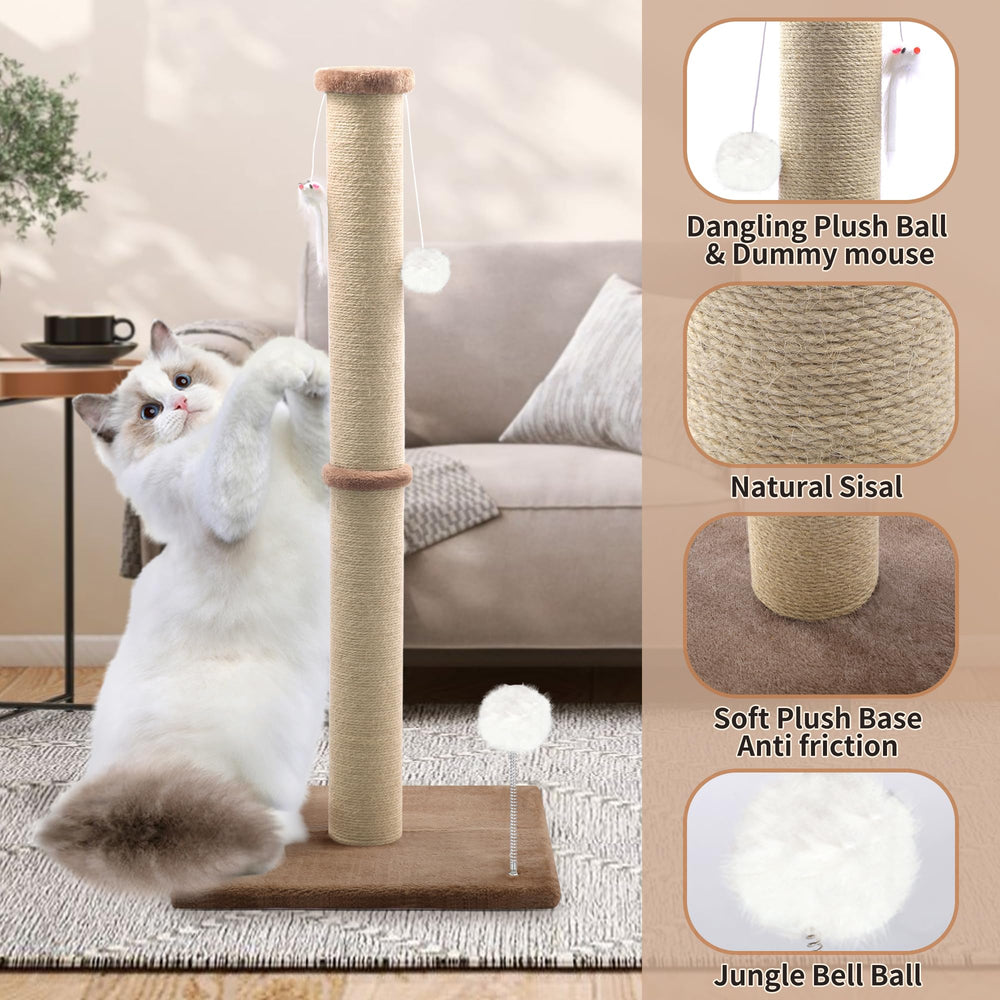The PELUOMOZ sisal wrap texture shows a durable scratching surface.