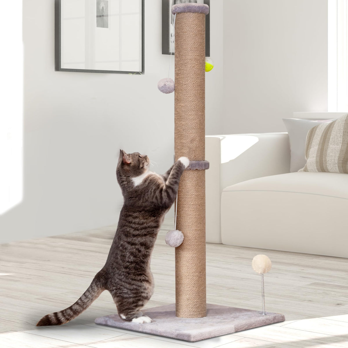 PELUMOZ tall cat scratching post tower for indoor cats promotes vertical play