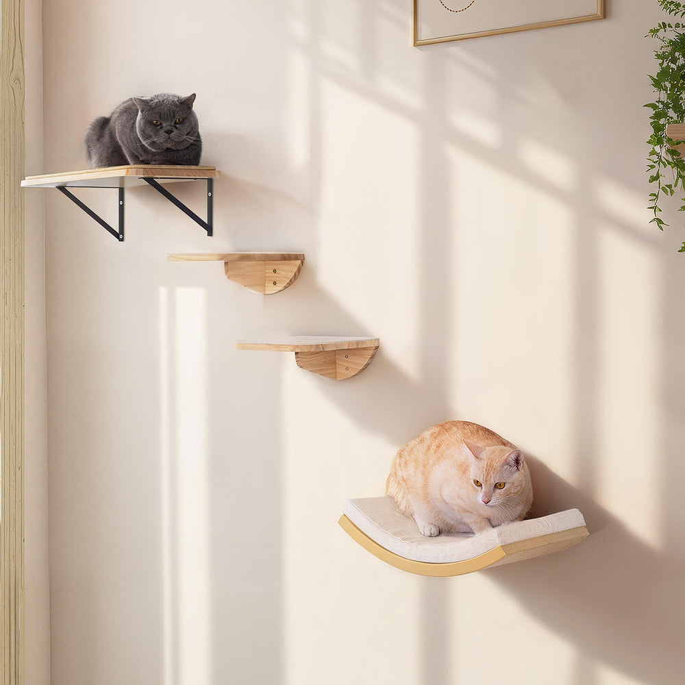 PELUMOZ wall-mounted square wood cat steps smooth-edge detail for pet safety.