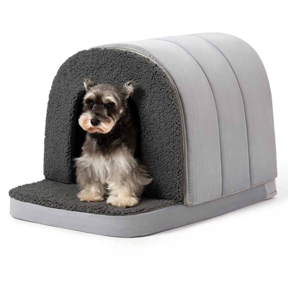 Pelzin orthopedic dog bed house with egg-crate foam offers cradling support for larger dogs