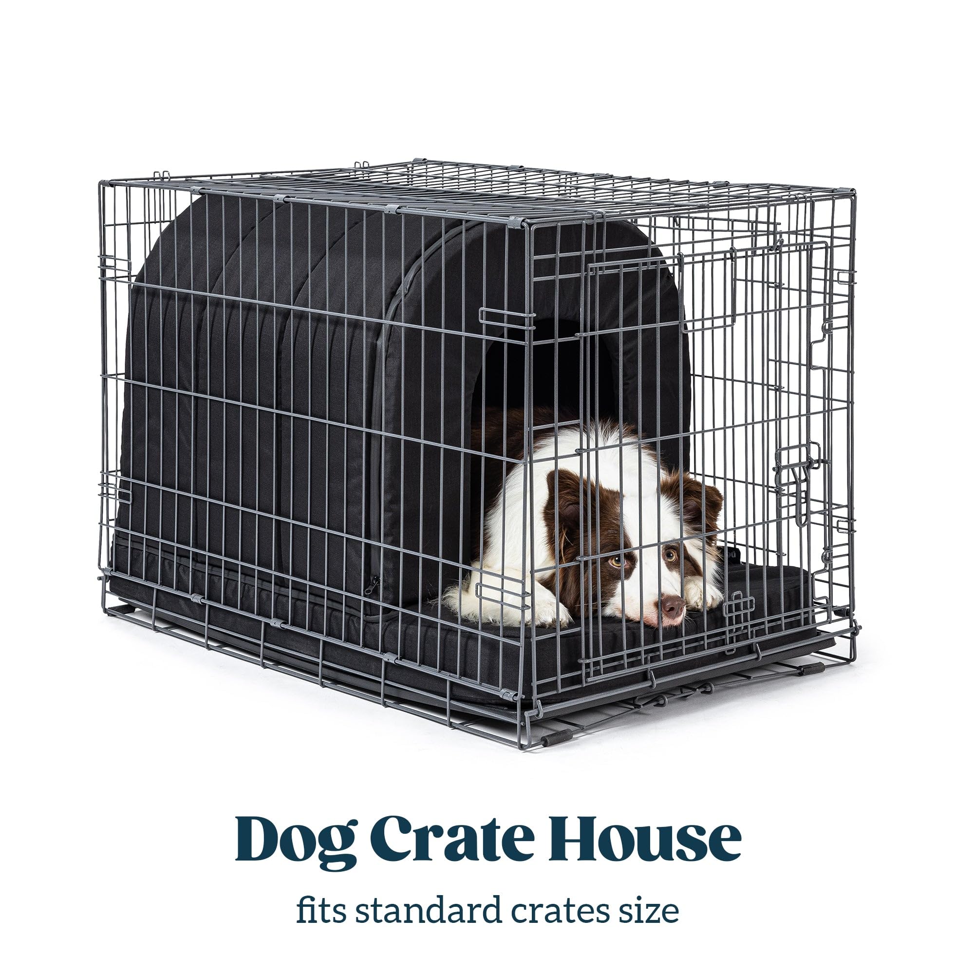 Pelzin orthopedic dog house 42-inch crate fit demonstrates compatibility with standard crates.