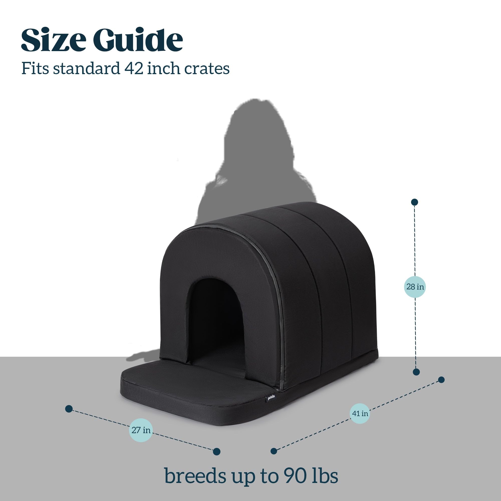 Pelzin orthopedic dog house easy-assembly scene shows quick setup.