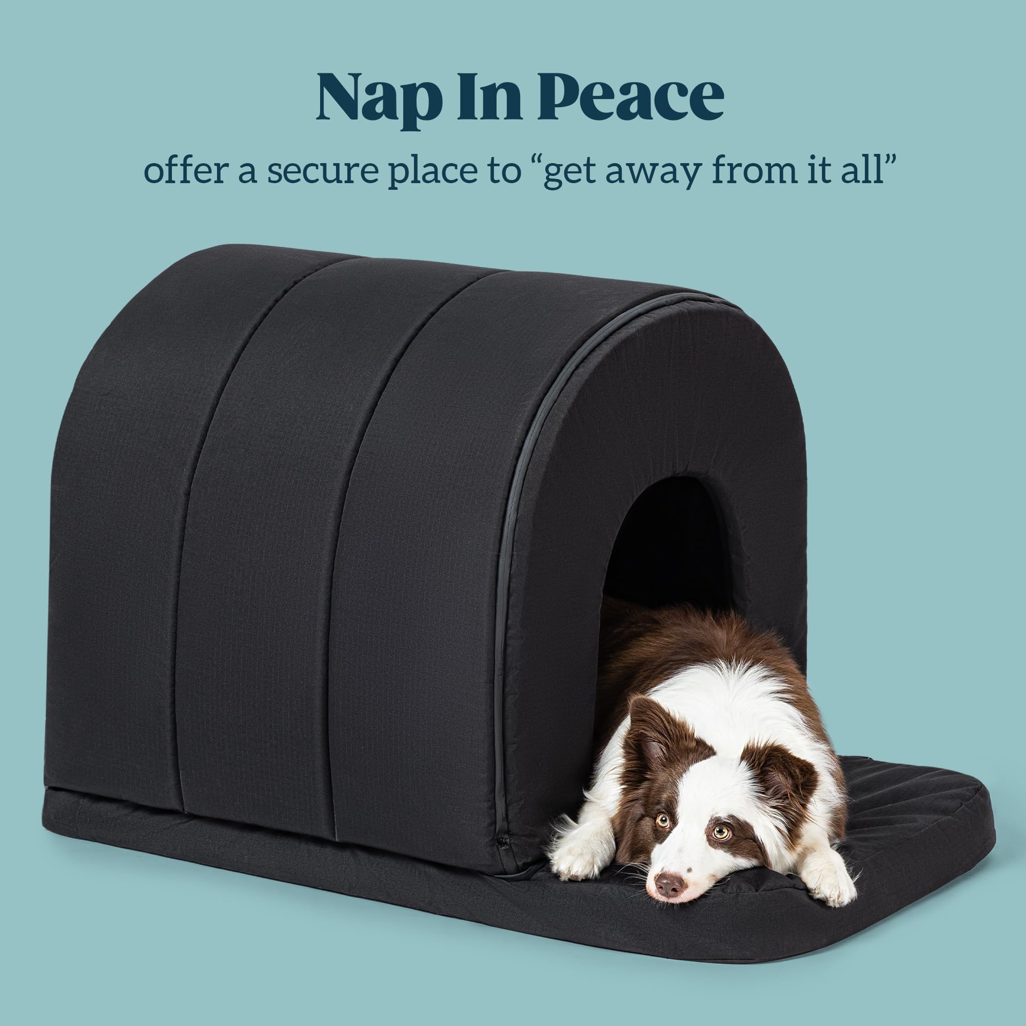 Pelzin orthopedic dog house porch privacy showcases secure retreat for anxious dogs.