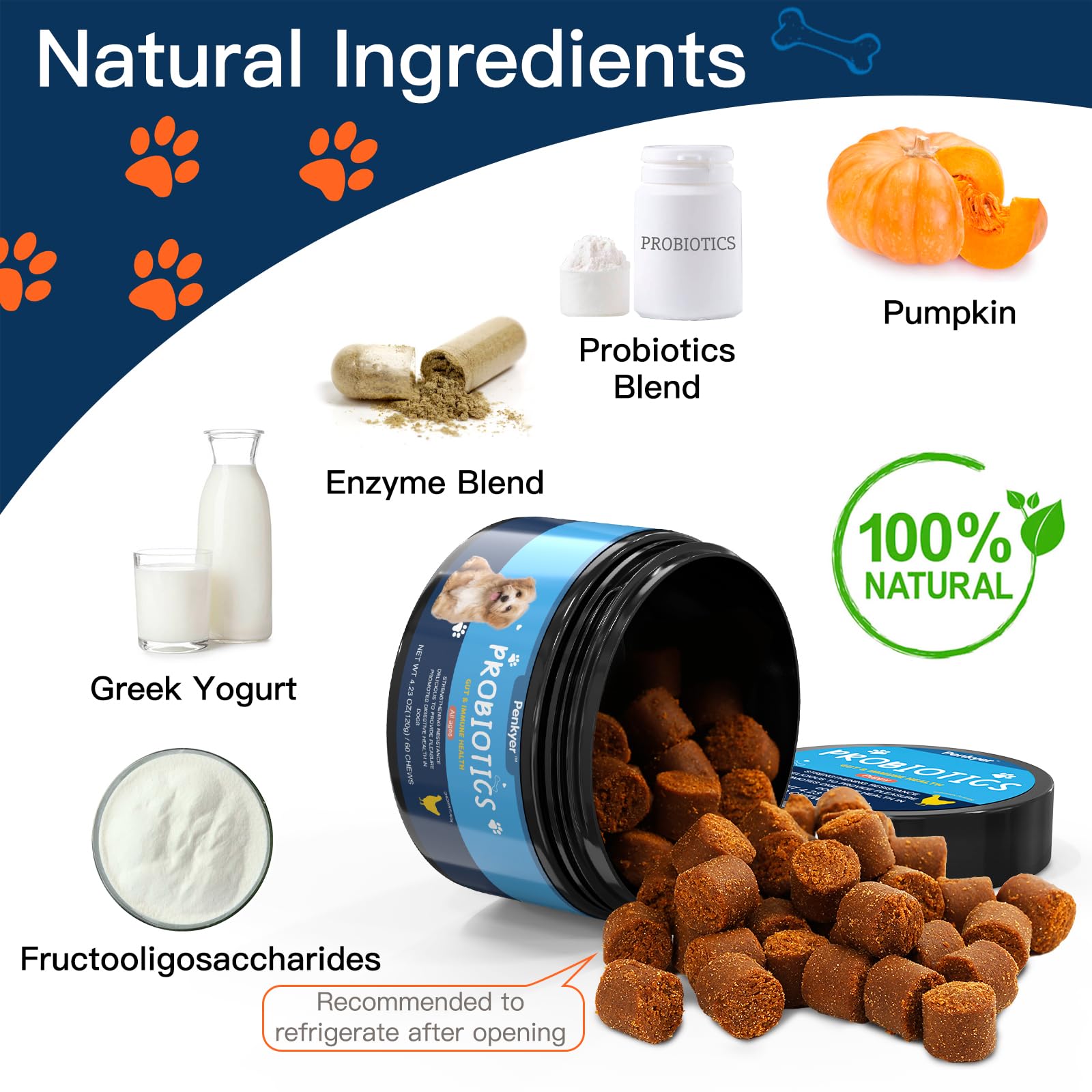 Penkyer Probiotics and Digestive Enzymes image emphasizing nutrient breakdown support.