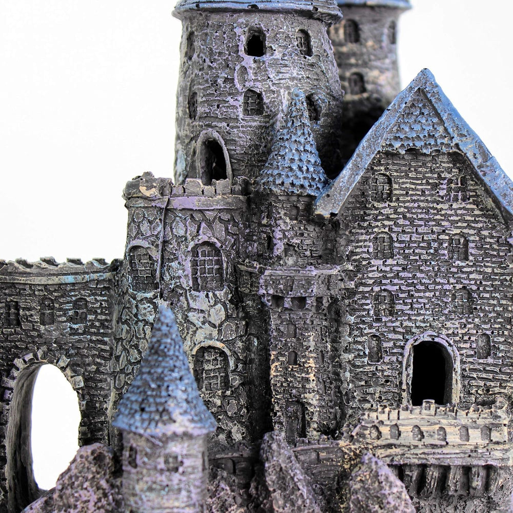 Penn-Plax Wizard’s Castle Part B in tank shows scale and presence.