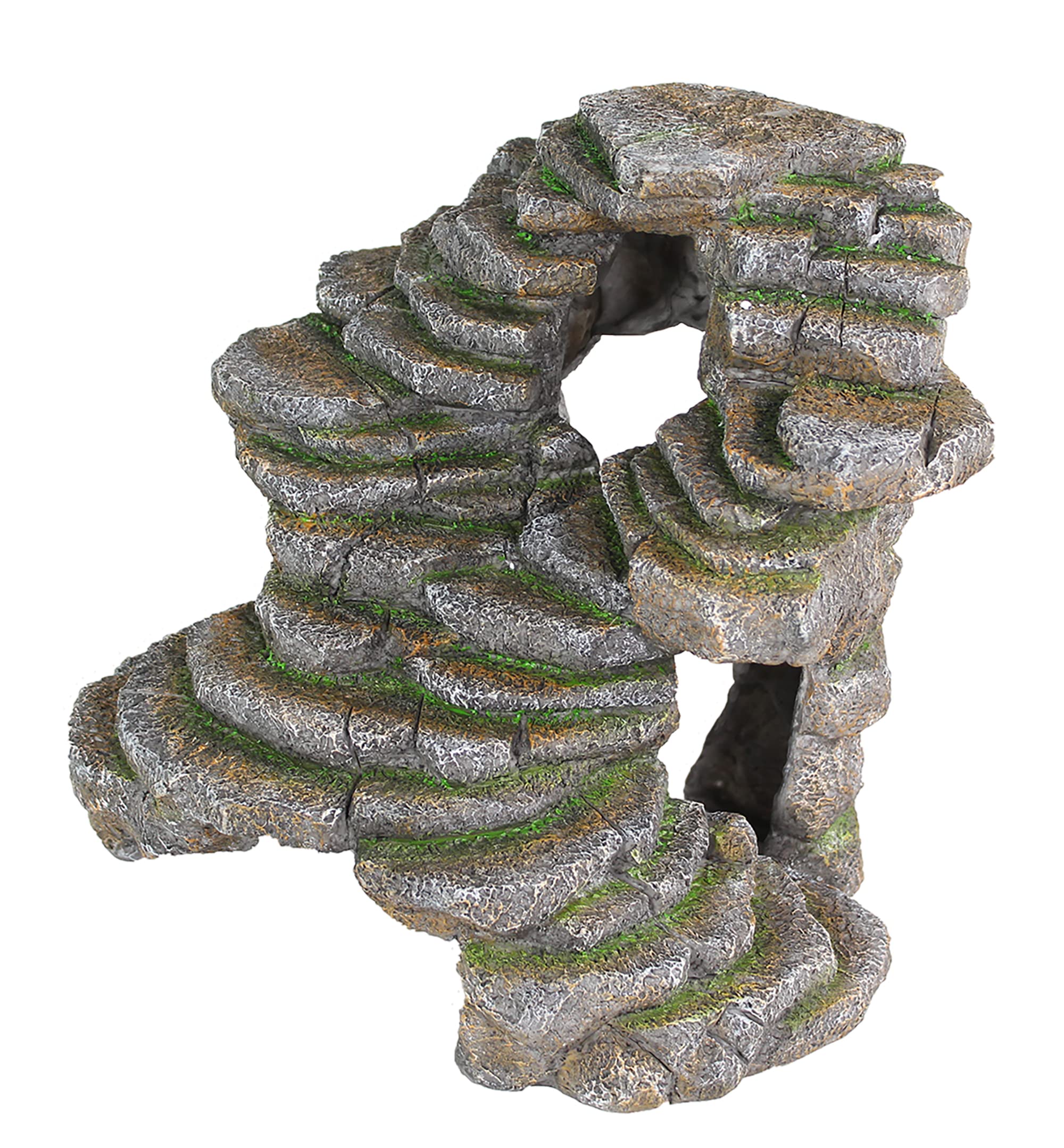 Penn-Plax Reptology Shale Scape Right Hole offers hiding and nesting alcove for amphibians.