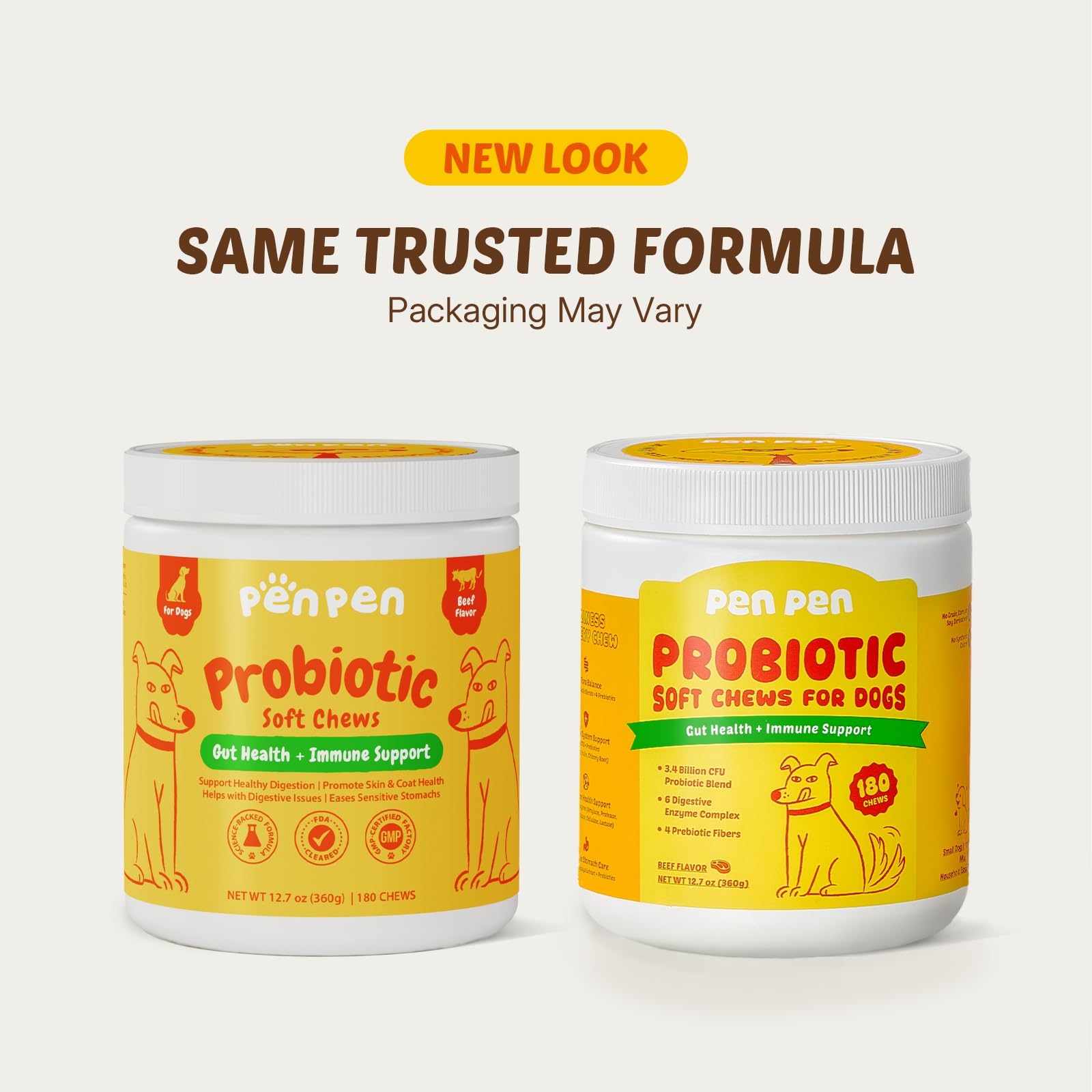 PENPEN Probiotics for Dogs digestive health graphic highlights gut balance.