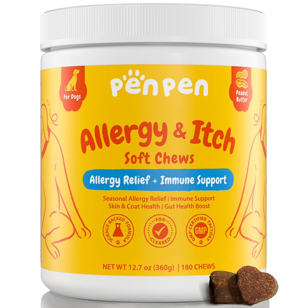 PENPENPET dog allergy chews packaging for easy daily use.
