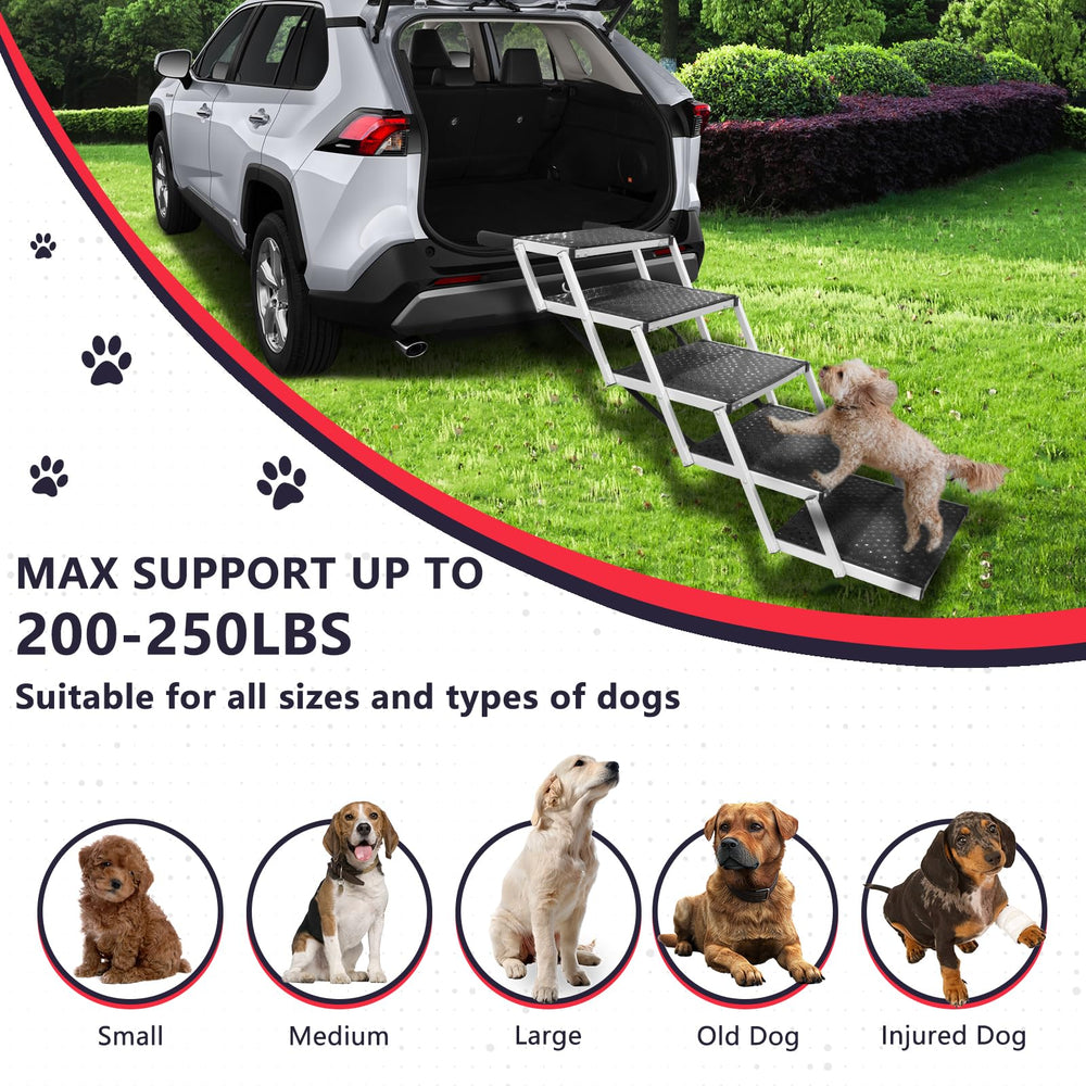 PENSUN dog stairs extended depth reduce hind leg strain for comfort