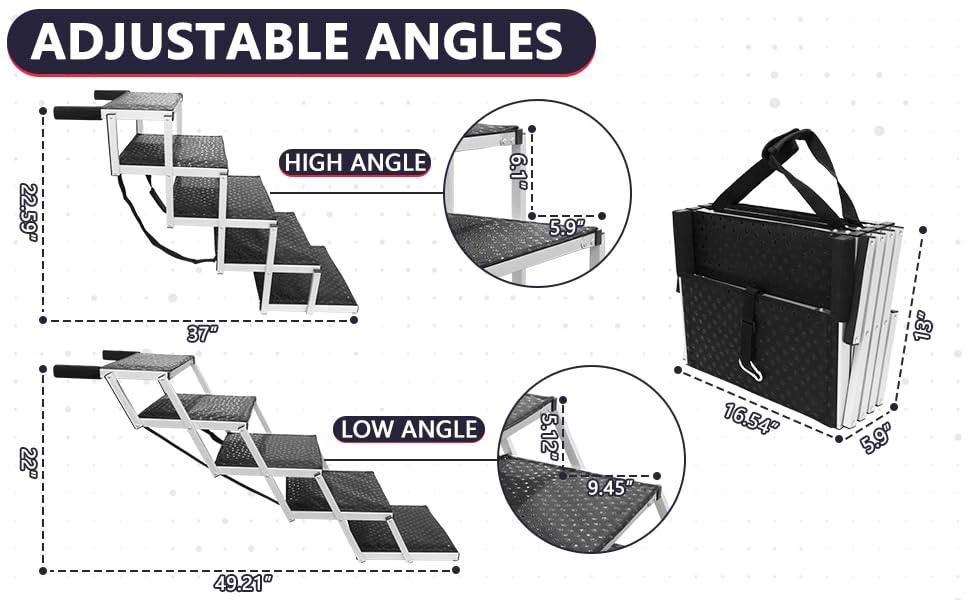 PENSUN dog stairs folded compactly for easy vehicle storage