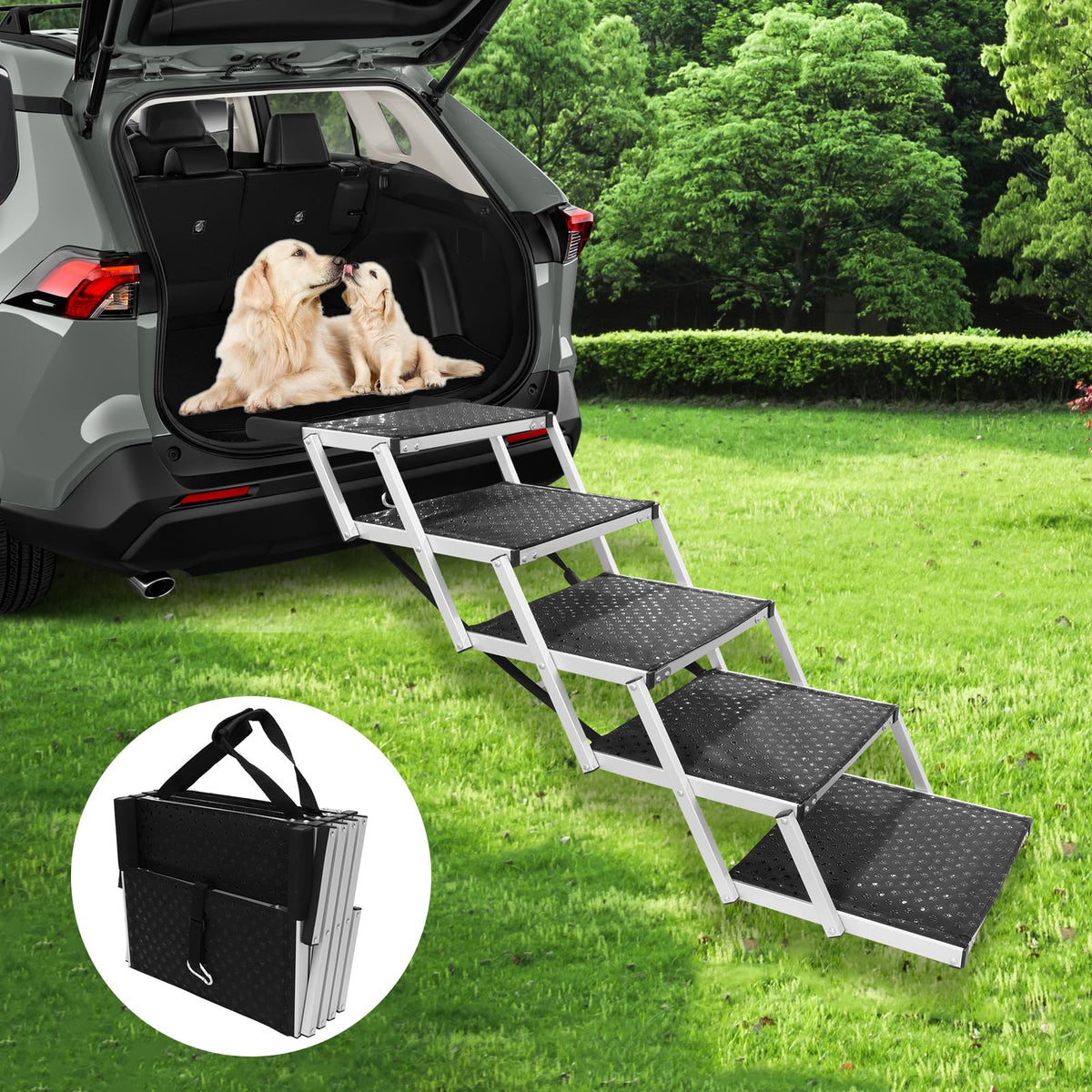 PENSUN dog stairs with nonslip surface provide secure grip for safe climbs