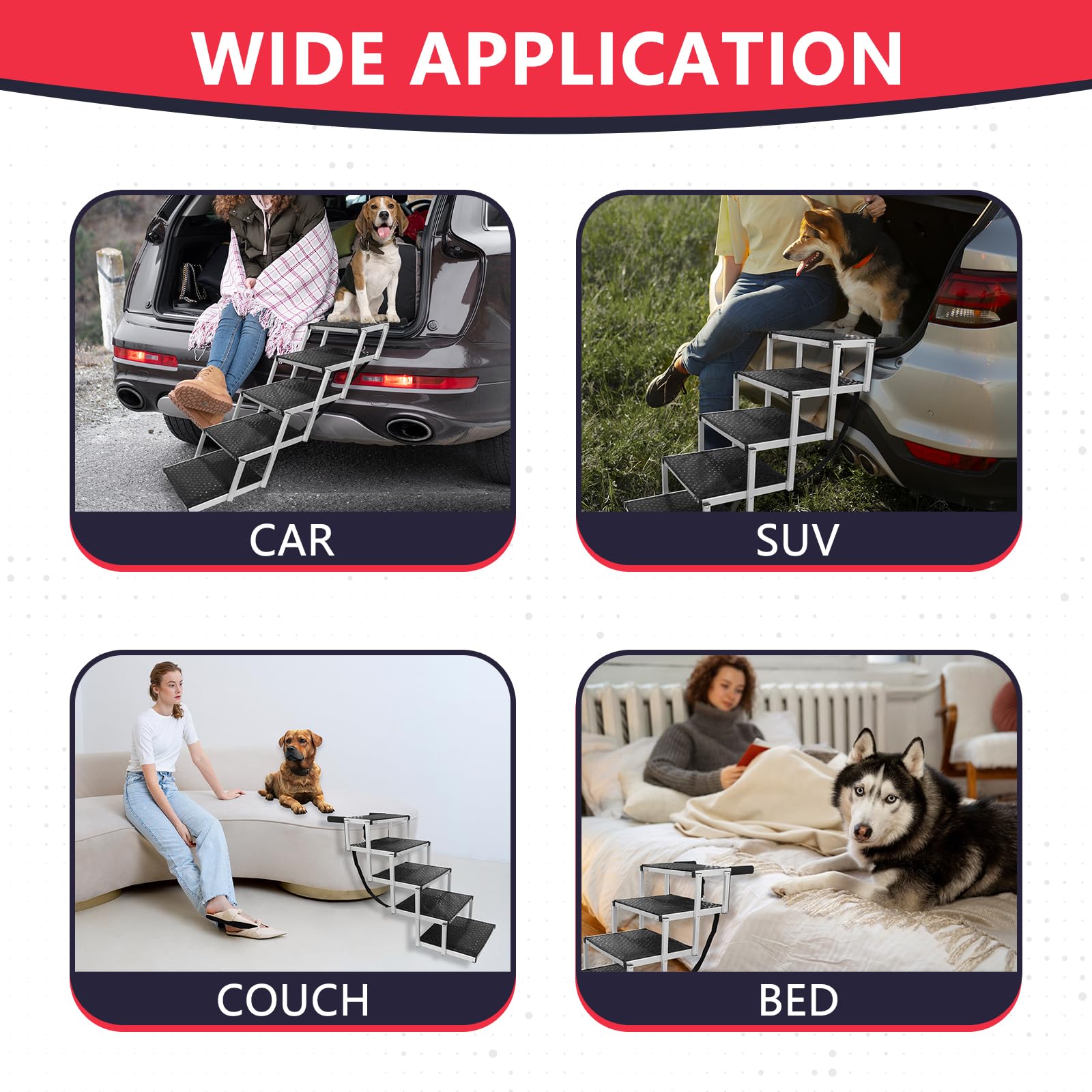PENSUN dog stairs supports up to 250 lbs for versatile pets
