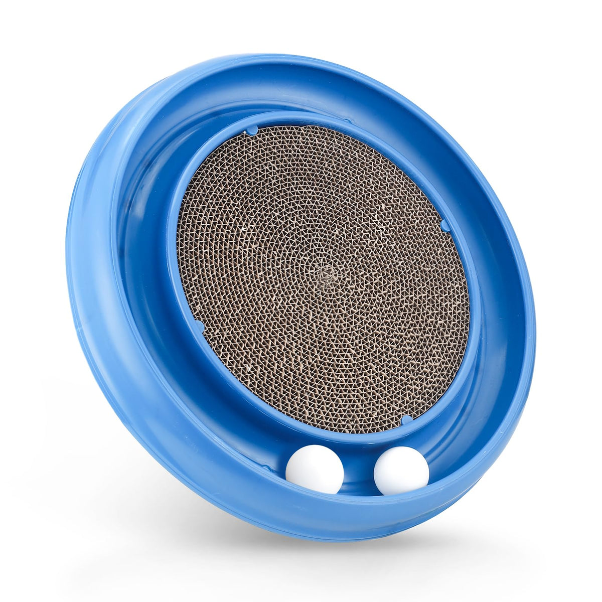 Peomliee cat scratching board blue side view promotes active play and claw care.