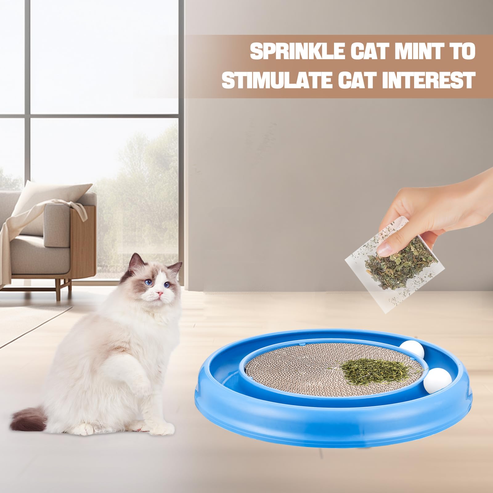 Peomliee cat scratching board with-catnip boosts playtime appeal and scent engagement.