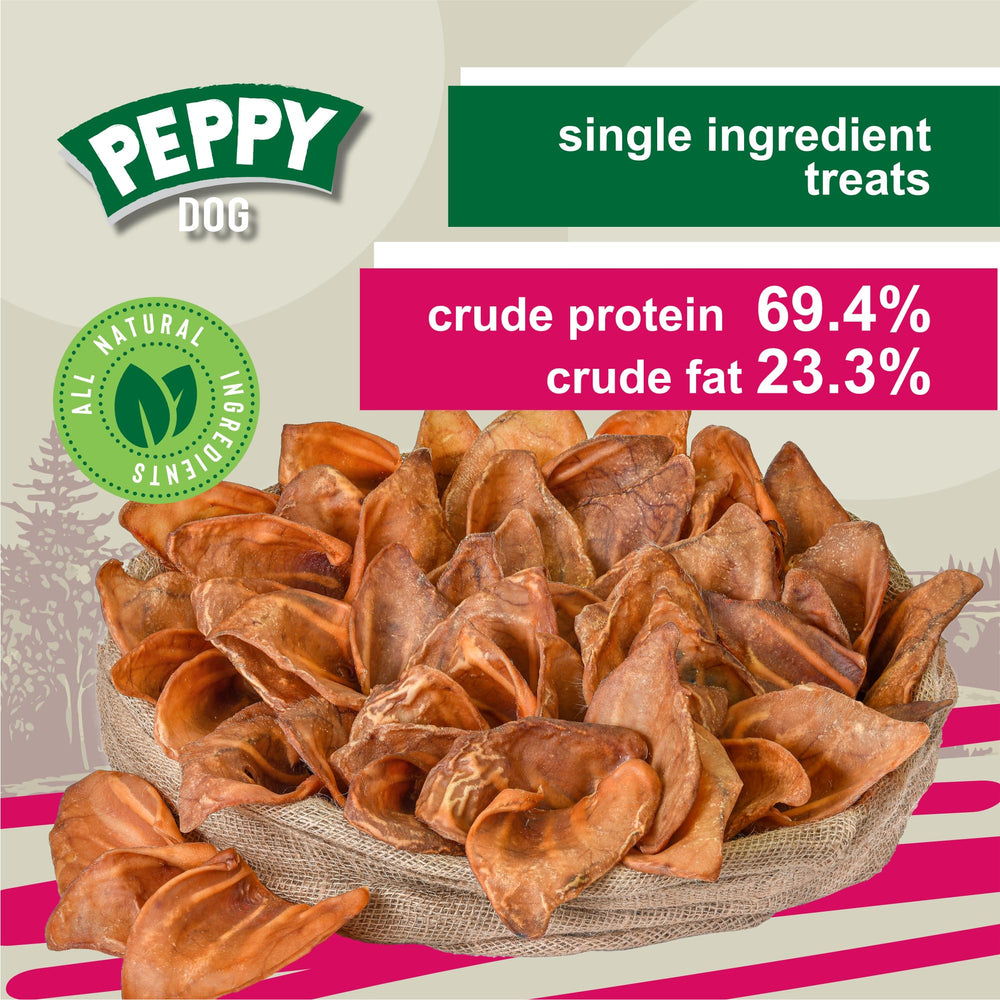 Peppy Dog 50-count pack label: convenient rawhide alternative