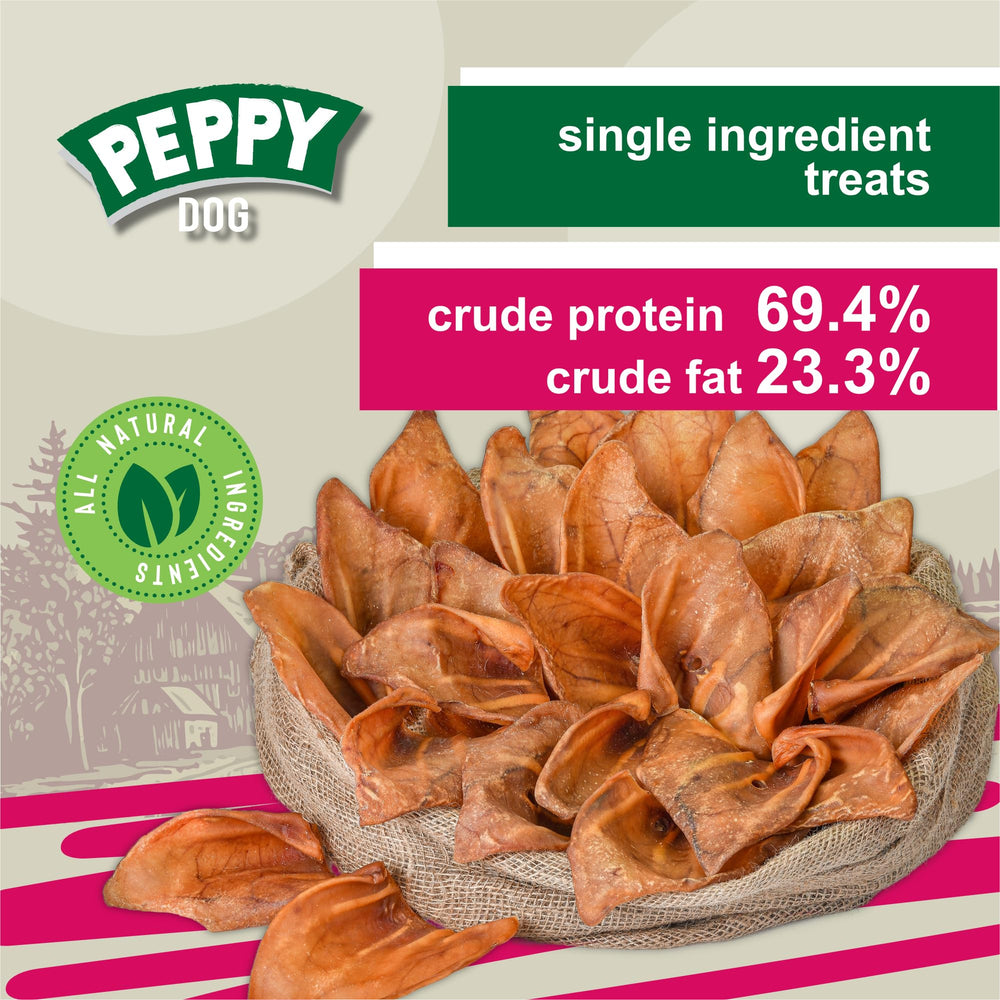 PEPPY DOG full pig ears soft texture close-up supporting easy digestion