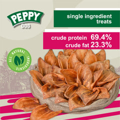 PEPPY DOG full pig ears soft texture close-up supporting easy digestion