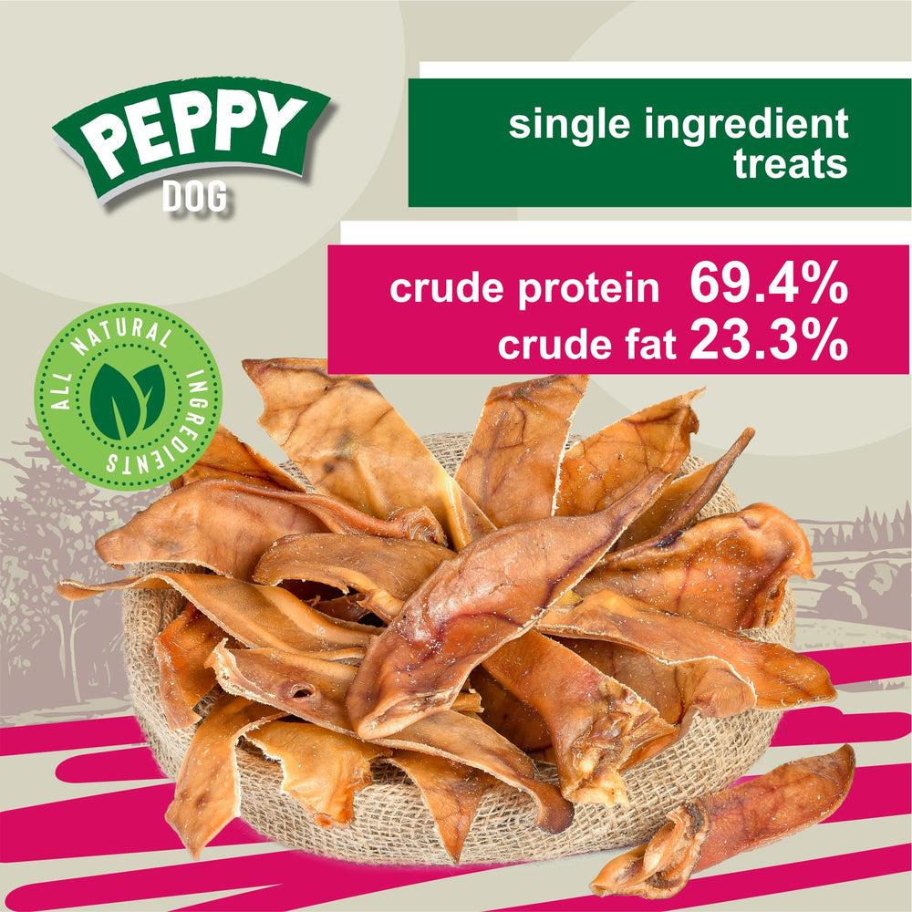 PEPPY DOG Natural Half Pig Ear Chews long chew session captures lasting entertainment.