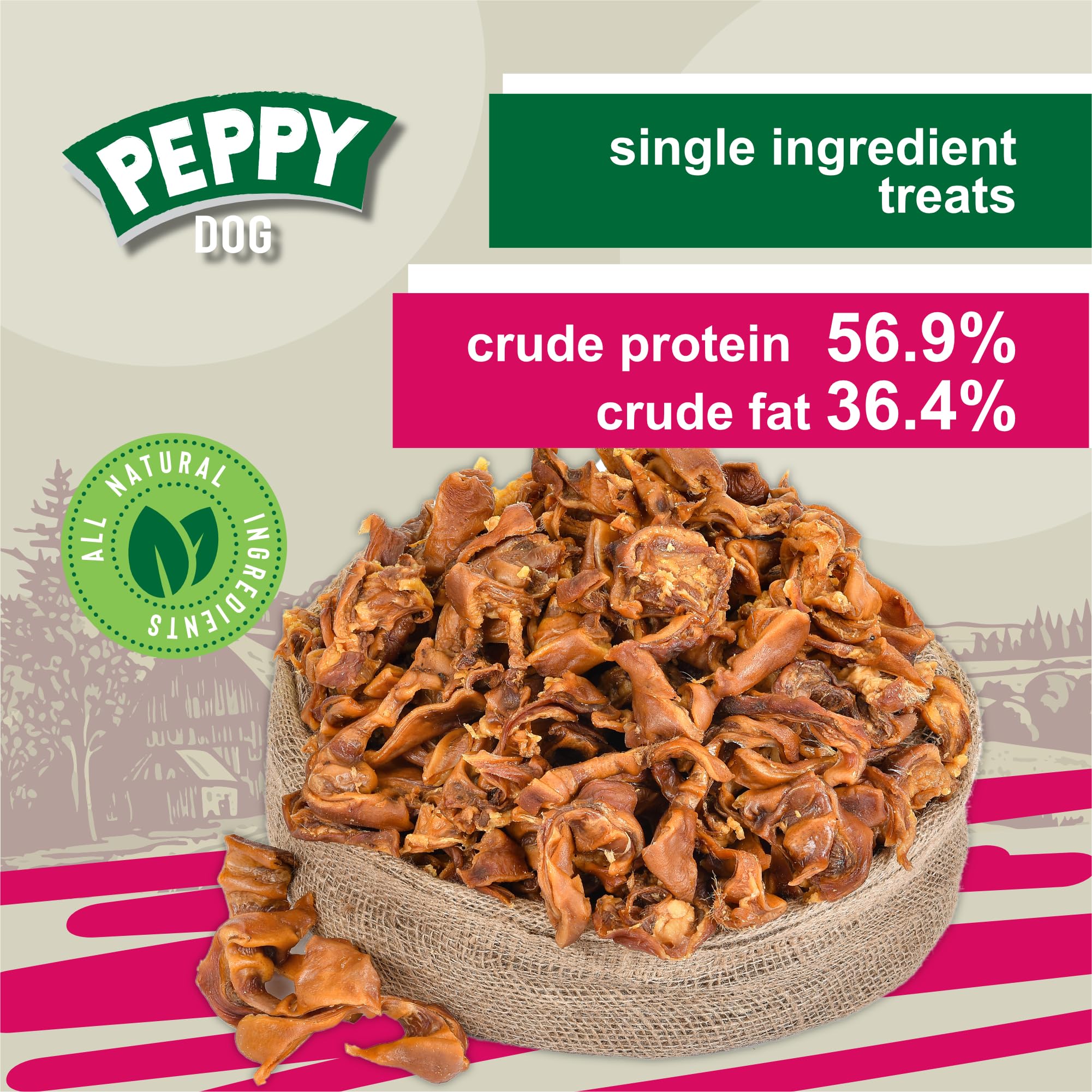 Peppy Dog protein-packed dog chews emphasize high-protein treats for active dogs.