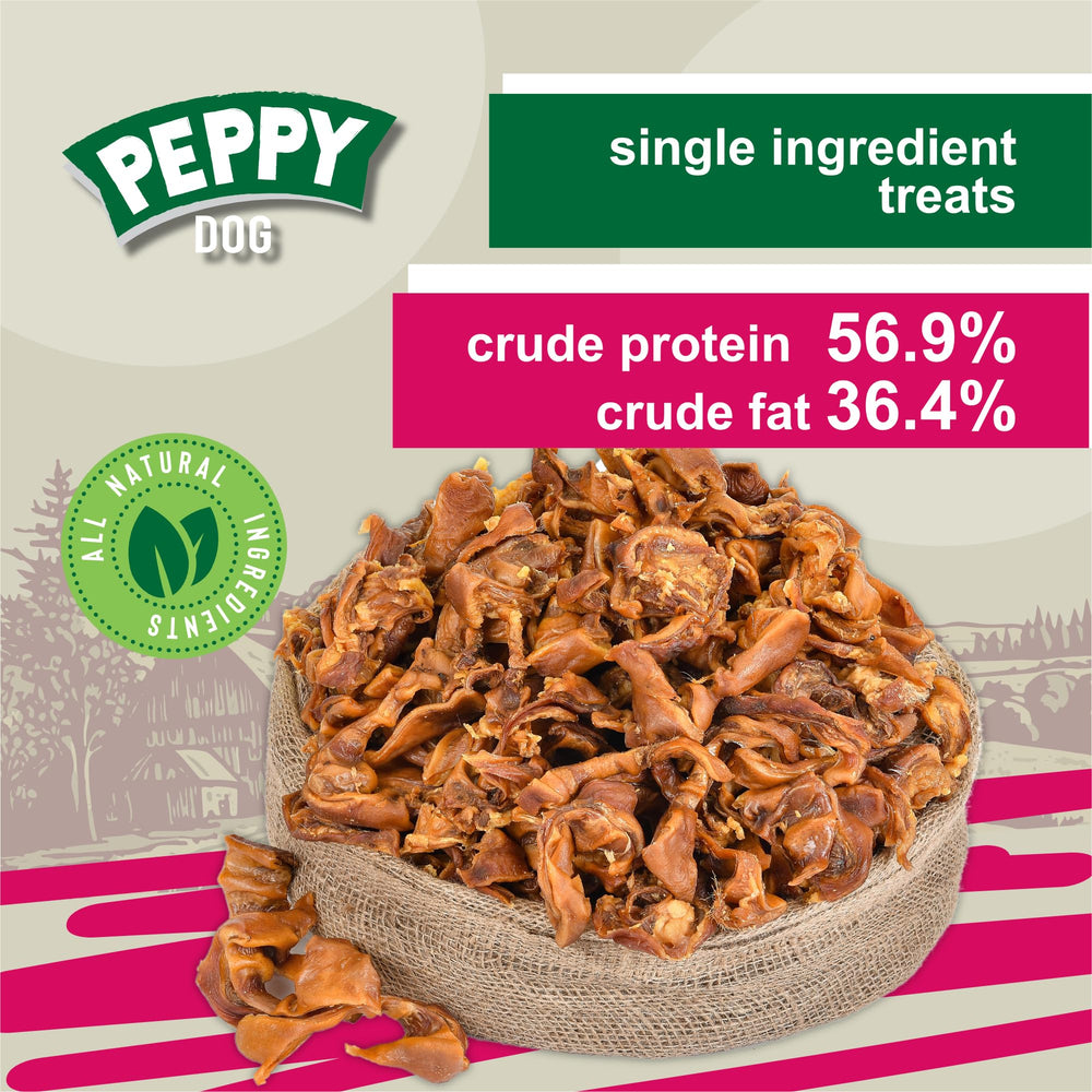 Peppy Dog protein-packed dog chews emphasize high-protein treats for active dogs.