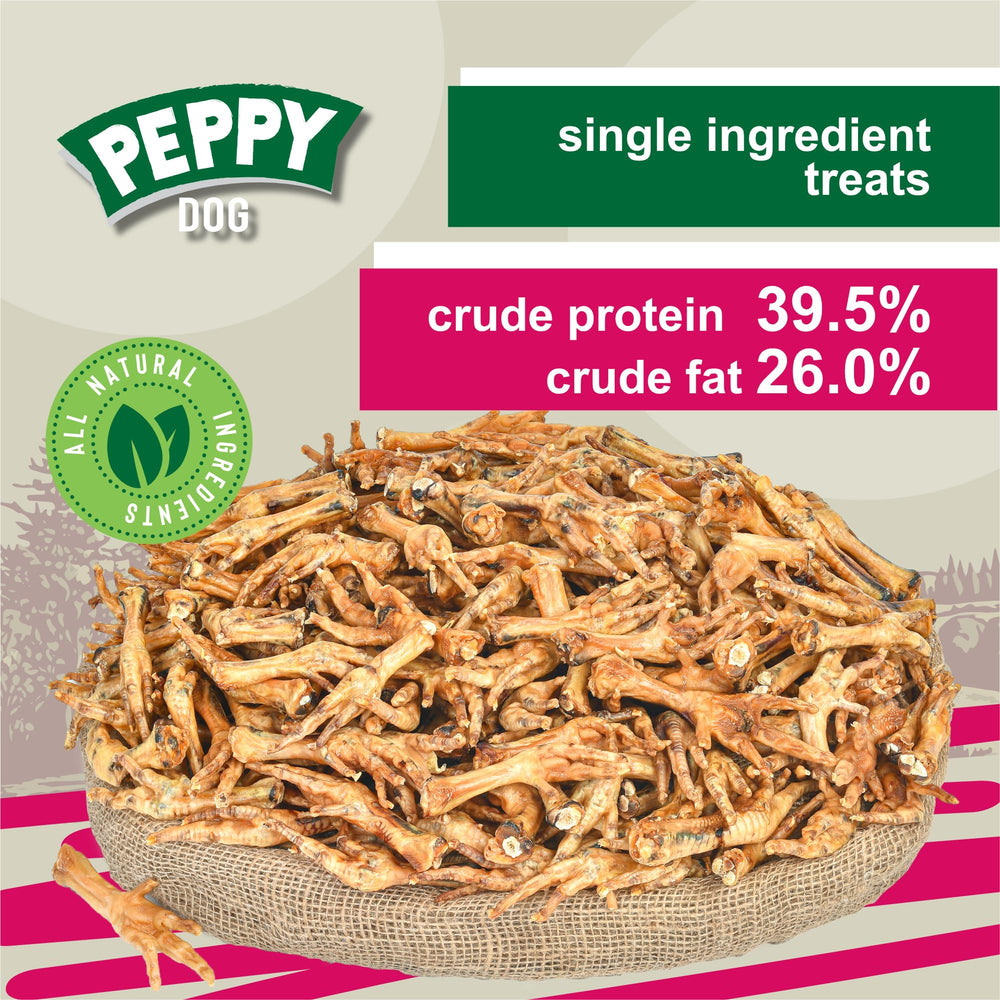 Peppy Dog treats jar image demonstrates 200-piece bulk packaging and fresh quality