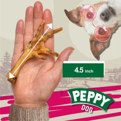 Peppy Dog dehydrated chicken feet closeup reveals crunchy texture for dental-friendly chewing