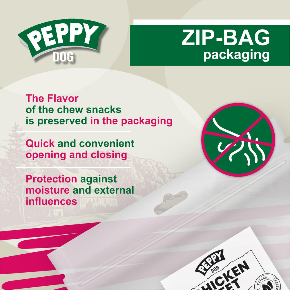 Peppy Dog dental-hygiene emphasis image suggests healthier teeth from crunchy bites