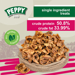 PEPPY DOG no-preservatives pig ear chews a clean wholesome snack option.