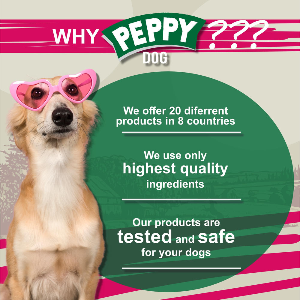 PEPPY DOG perfect chewiness satisfying texture makes longer-lasting chews.