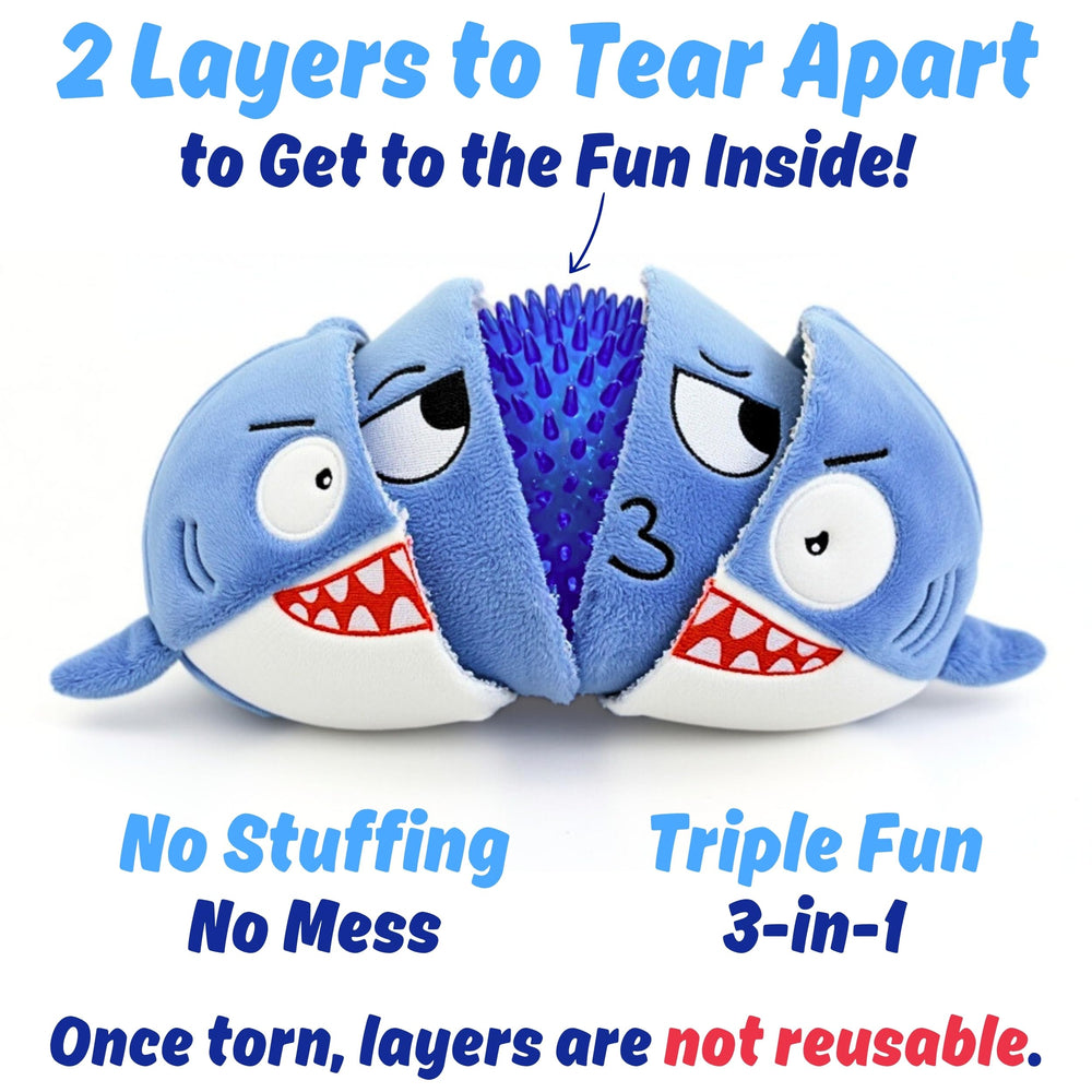PeppyPawz Sharky squeaker and crinkle inside for sensory fun