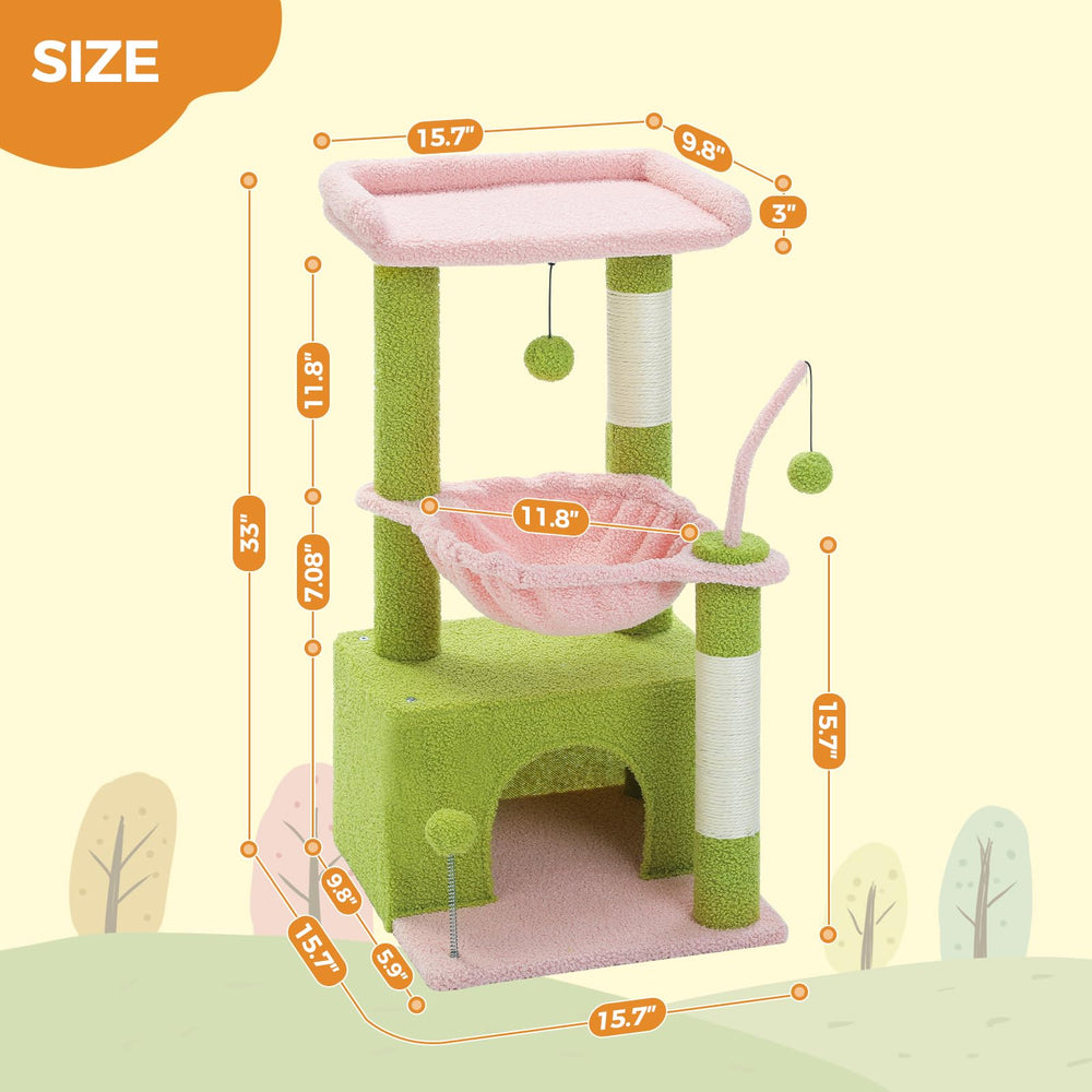 PEQULTI 4-in-1 cat tower anti-toppling design adds stability during energetic play.