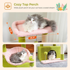 PEQULTI 4-in-1 cat tower large condo provides a safe, cozy retreat for cats up to 18 lbs.
