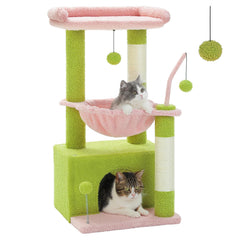 PEQULTI 4-in-1 cat tower top perch offers a commanding view and cozy resting spot.