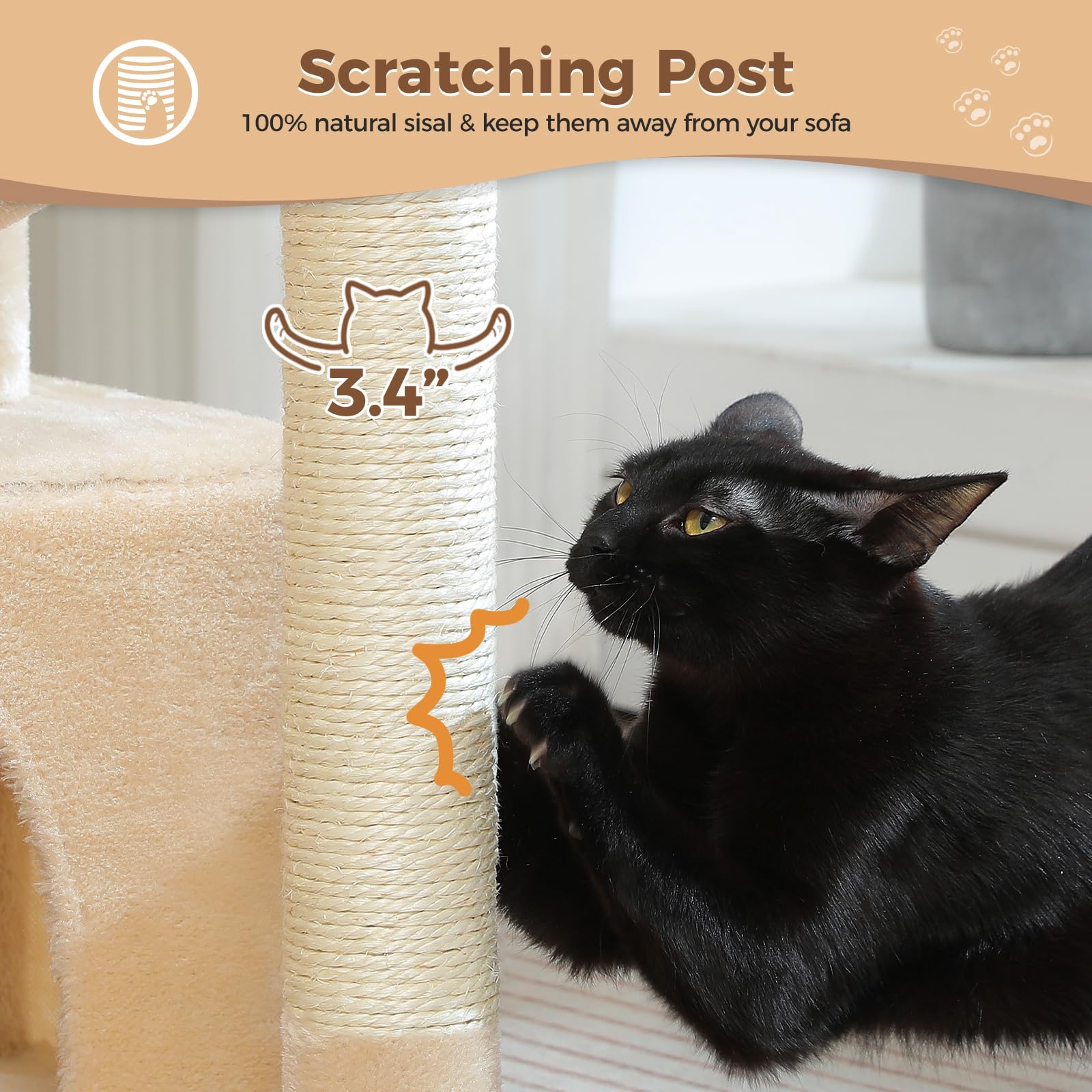 PEQULTI 4-in-1 cat tree ball toy encourages interactive play sessions.