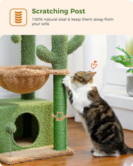 PEQULTI cactus cat tree deep hammock creates lounging retreat inside your living room.