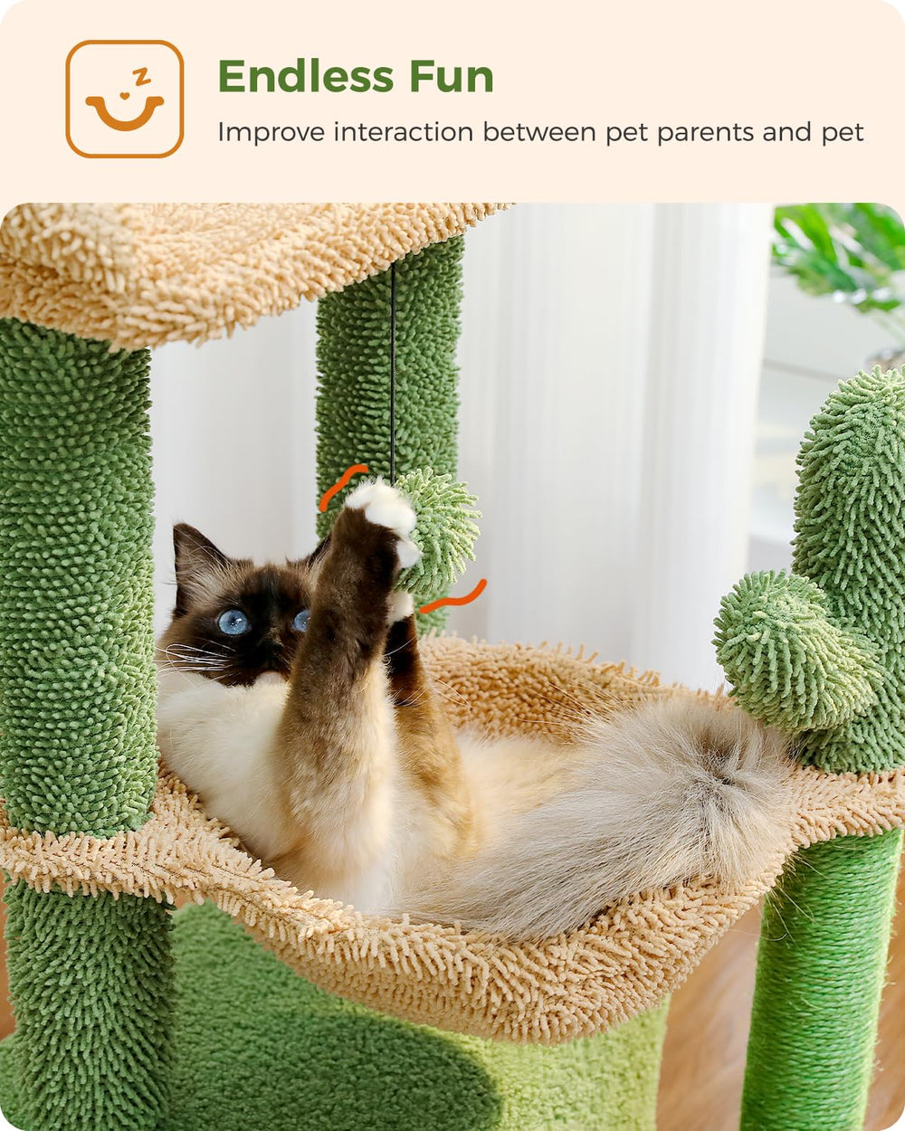 PEQULTI cactus cat tree easy assembly saves time setting up.