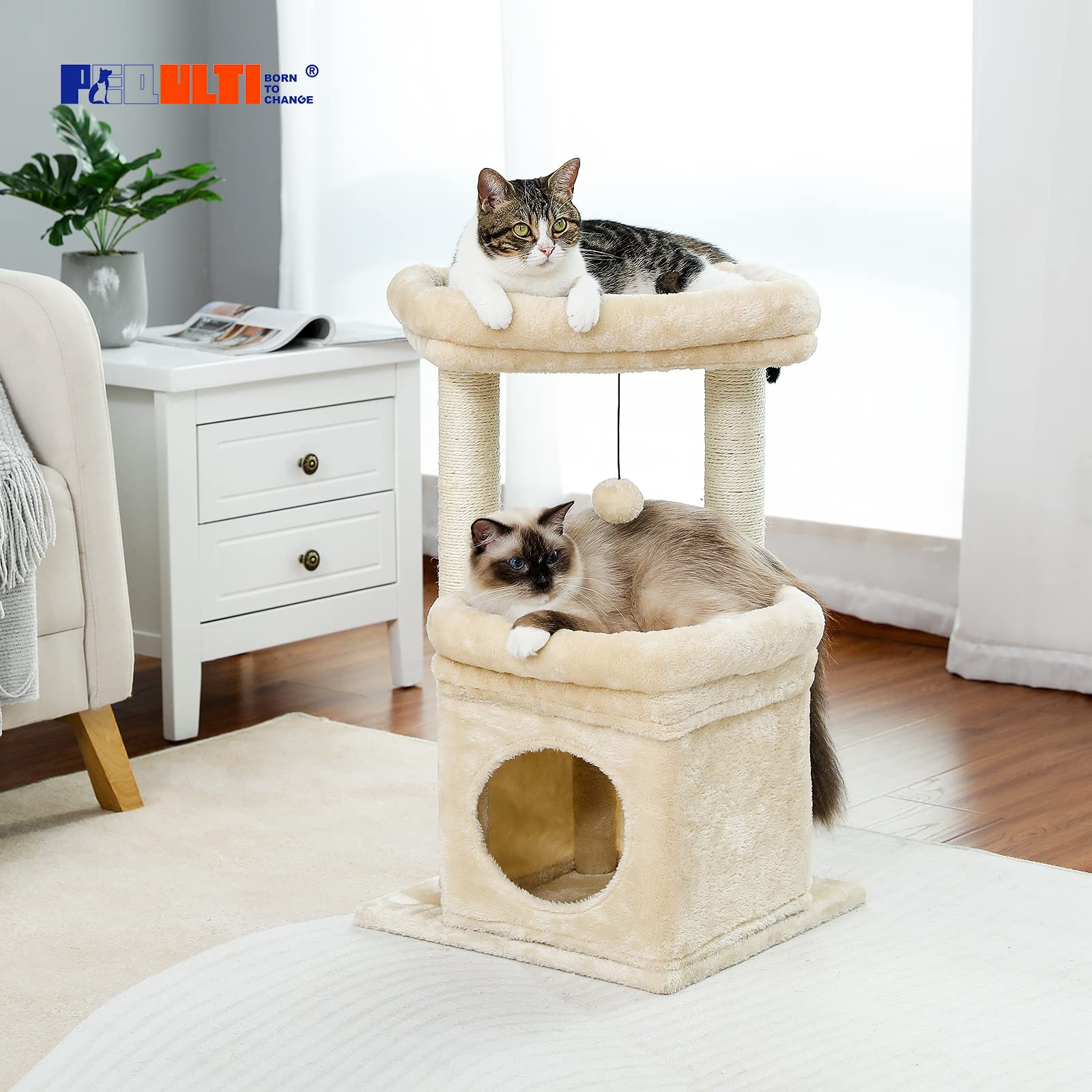 pequlti cat tree easy-assembly with included tools.